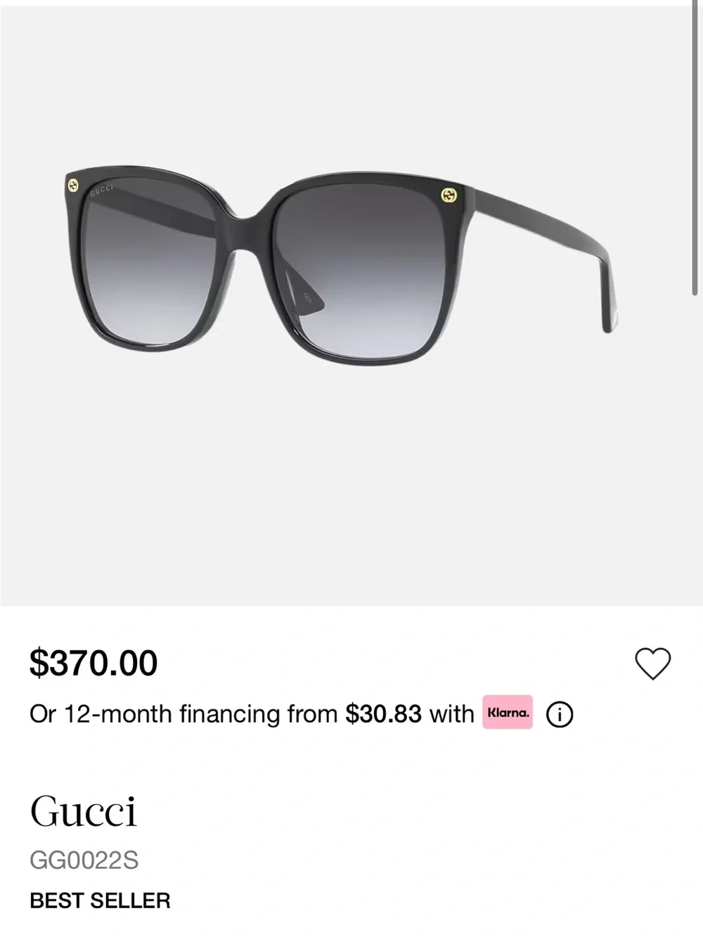 Gucci GG0022S Black Oversized Sunglasses 57-18-140 w/ Case